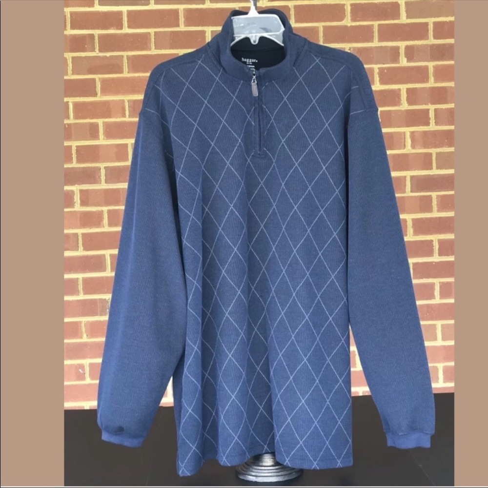 **SOLD* Navy 1/4 Zip Mock Layer Sweater XLT HAGGAR - Picture 3 of 5